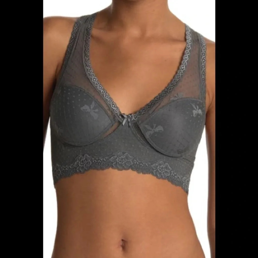 WISHLIST Sheer Bow Dot Lace Bralette - Picture 3 of 10